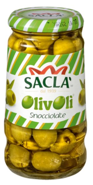 Olivy zelené bez kôstok Sacla (sklo) 290g
